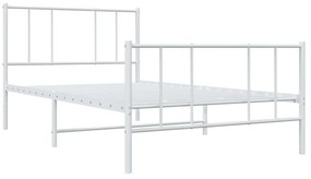 fehér fém ágykeret fej- és lábtámlával 90 x 190 cm