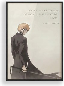 Vászonkép Bleach Ichigo Kurosaki Anime Poszter Fa keret Fekete 30x42 cm