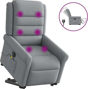 vidaXL világosszürke szövet dönthető elektromos álló masszázsfotel