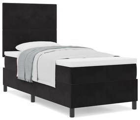 Boxspring Ágy Matraccal Fekete 80x200 cm Bársony