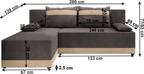Univerzális ülőgarnitúra, szürke/bézs, ROMAND