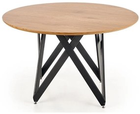 Asztal Houston 733Arany tölgy, Fekete, 75cm, Közepes sűrűségű farostlemez, Fém
