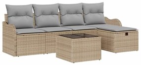 vidaXL Kerti Kanapé Szett 6 pcs Beige és Világosszürke polirattan