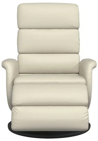 Krémszínű dönthető műbőr fotel lábzsámollyal