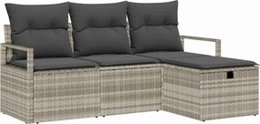 vidaXL Kanapé Szett párnával tárolóval 4 pcs Világosszürke polirattan
