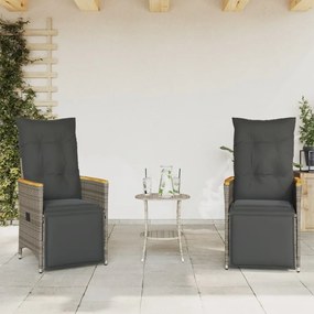 3 részes szürke polyrattan bisztrógarnitúra párnákkal