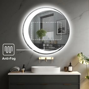 IREDA Fürdőszobatükör LED világítással kerek 70 cm