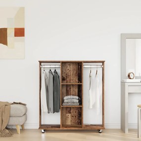 Ruhásszekrény Kerekekkel Régi Fa 102x38x110 cm Mérnöki Fa