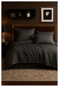 Sötétszürke egyszemélyes renforcé pamut ágyneműhuzat 140x200 cm Como Striped – Mila Home Luxury