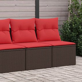 2 részes barna polyrattan akácfa kerti ülőgarnitúra párnákkal