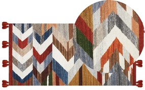 Színes kilim gyapjúszőnyeg 80 x 150 cm KANAKERAVAN Beliani
