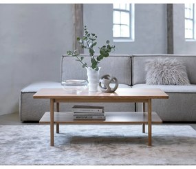 Natúr színű dohányzóasztal tölgyfa dekoros asztallappal 60x120 cm Ponza – Unique Furniture
