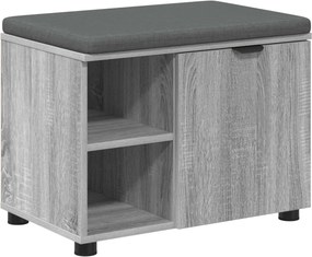 vidaXL Előtér pad Szürke Sonoma 60 x 38 x 46 cm Műanyag Fa és Szövet