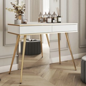 Komodee Elegáns fésülködőasztal Banff T102 Fehér Arany Lábak Díszítés