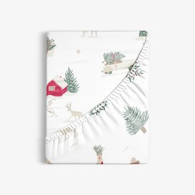 Goldea karácsonyi pamut gumis lepedő - tradicionális karácsonyi 80 x 200 cm