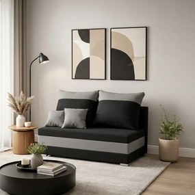 GUSTO2 Kétszemélyes kinyitható kanapé Fekete/világosszürke