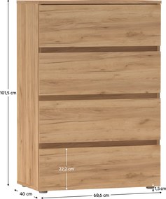 PARMAD komód, craft tölgyfa, arany