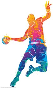 Plakát Watercolour handball player