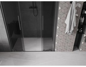 Mexen Velar Duo, tolózuhanyajtó nyitáshoz 160 cm, 8 mm szürke üveg, polírozott grafit, 871-160-000-42-95