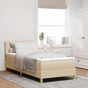 Box Spring ágy matraccal és LED-del Krém 90x200 cm Szövet