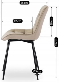 Bézs Bársony Étkezőszék. CHRIS