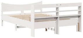 fehér tömör fenyőfa ágykeret fejtámlával 120 x 200 cm