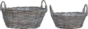 vidaXL Virágkosár tárolóval 2 pcs Szürke Lacak Rattan