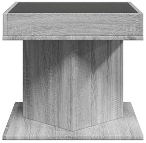 szürke sonoma szerelt fa dohányzóasztal LED-del 50 x 50 x 45 cm