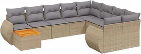 vidaXL 10 részes bézs polyrattan kerti ülőgarnitúra párnával