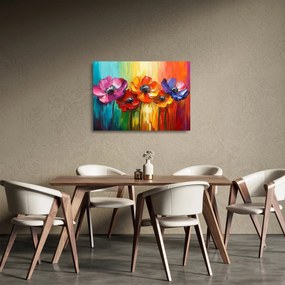 Üveg kép - Öt színes virág (70x50 cm)