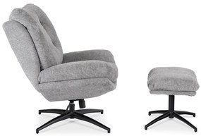 Fotel Wypoczynkowy Obrotowy FREMONT Z Podnóżkiem Szary