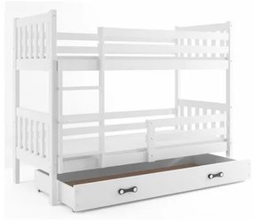 Gyermek emeletes ágy CARINO tárolóhellyel 80x190 cm - fehér Fehér