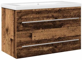 Mosdókagylós szekrény fiókkal 2 pcs Régi fa 80 x 38.5 x 48 cm
