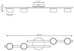Mennyezeti lámpa FRAGMENT 4xGX53/12W/230V fekete