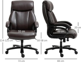 Vinsetto Főnöki irodai szék, 180 kg teherbírás, ergonomikus kialakítás, állítható magasságú, műbőr, barna.