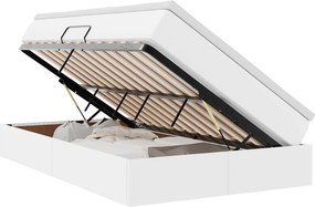 vidaXL Ágy tárolóval és matraccal matracmal Fehér 120 x 200 cm Műbőr
