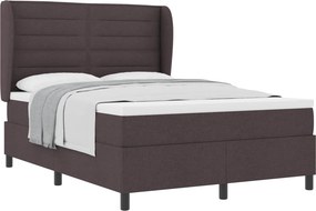 vidaXL Boxrugós ágy matracmal sötétbarna 140 x 200 cm szövet