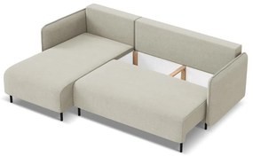 Bézs kinyitható-tárolóhelyes sarokkanapé (bal oldali) Luana – Makamii