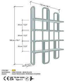 Aranyszínű polcos állvány borovi fenyő dekorral 125x180 cm Sierra – Kalune Design