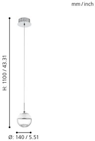 Eglo 93708 - LED függeszték MONTEFIO 1 1xLED/5W/230V