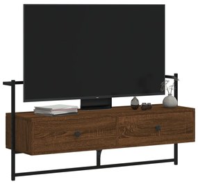 barna tölgyszínű szerelt fa fali TV szekrény 100,5 x 30 x 51 cm