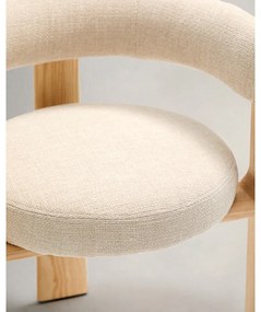 Bézs-natúr színű kőrisfa karfás étkezőfotel Granite – Kave Home