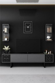 Line Anthracite and Black TV-állvány polcokkal