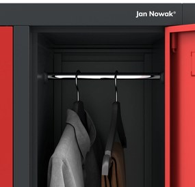 10 rekeszes öltözőszekrény lábakon BARTEK, 1360 x 1720 x 450 mm, antracit-piros