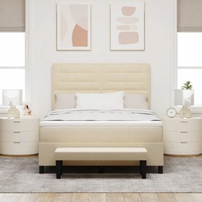 Box Spring Ágy Matraccal és Pad Krém 140x200 cm Szövet