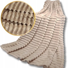 Dekorációs Takaró 160x200 Pléd Ágyhoz Kanapé Csíkos Világos Barna