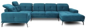 Kék bársony sarokkanapé (bal oldali-U alakú) Neviro – ELTAP