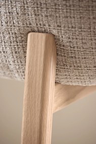 MAZZONI EXPORT DEBORA Bézs (Juto 4 szövet)/lakkozott tölgyfa váz - RETRO FA KAGYLÓSZÉK NAPPALIBA ÉTKEZŐBE IRODÁBA