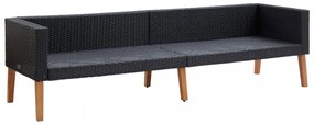vidaXL 2 részes fekete polyrattan kerti ülőgarnitúra párnákkal