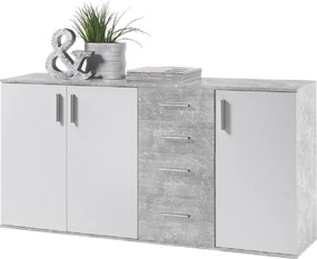 Komód, fehér/beton, POPPY 3